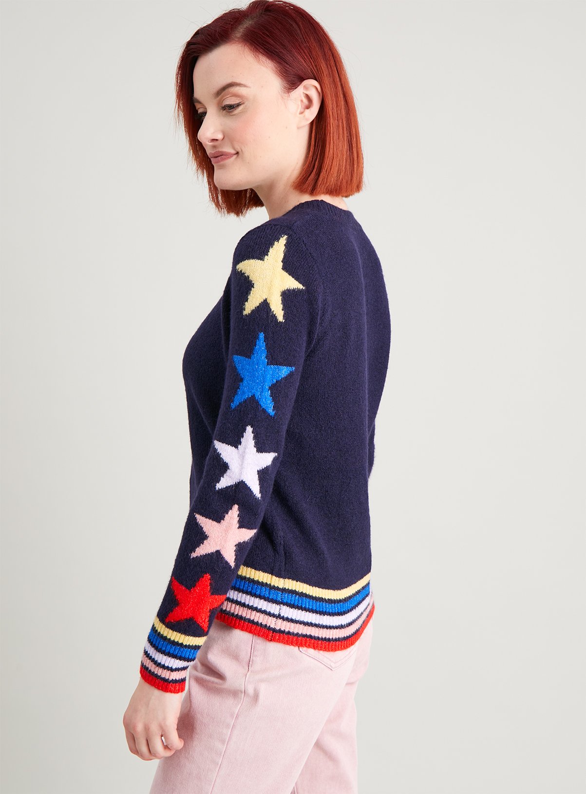 ladies navy star jumper